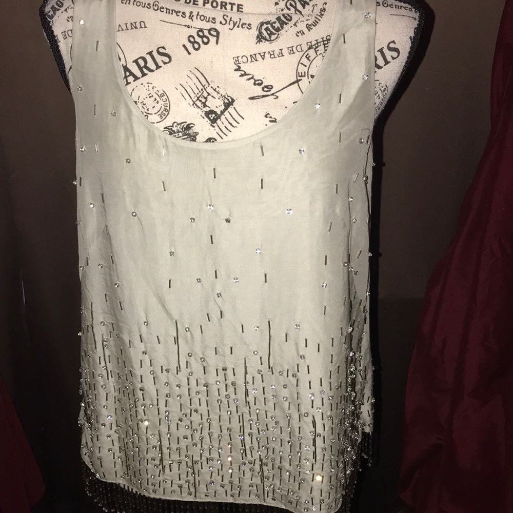 Ann Taylor beaded embellished top 2 soft gray